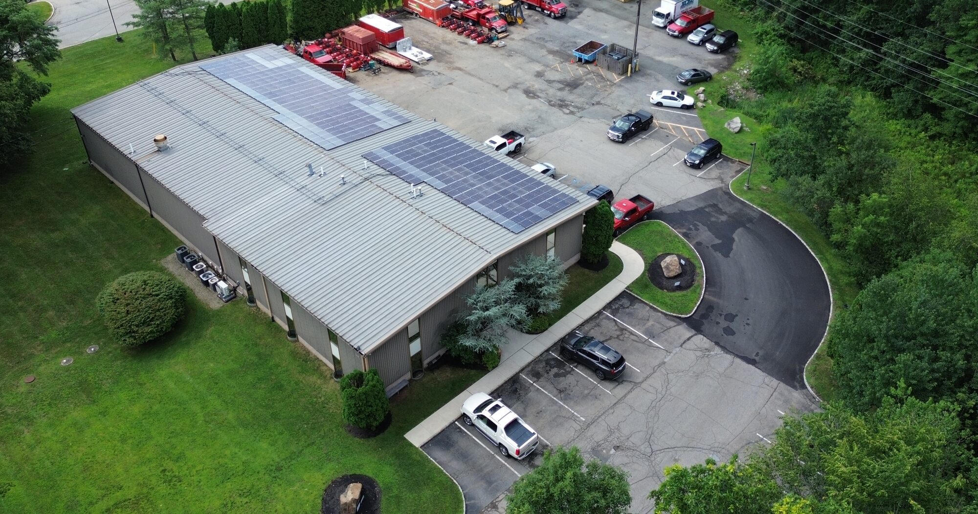 Aerial view of the Xcel Plumbing & Heating shop and yard at 10 Orben Drive, Landing NJ