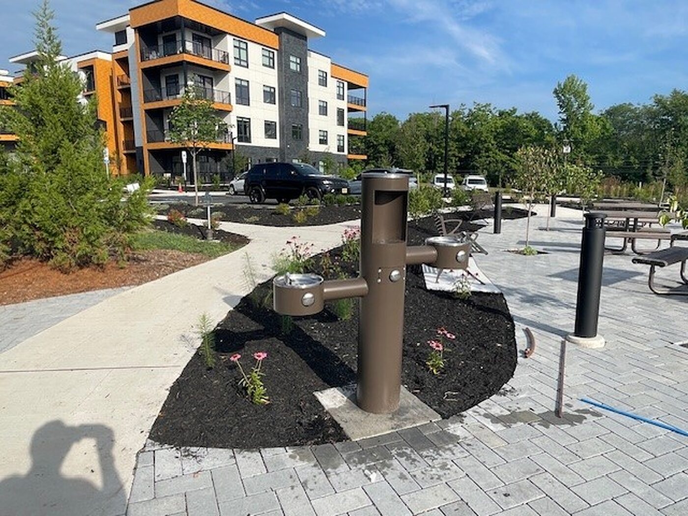 Exterior bottle-filling station at the finished Alice, Princeton NJ